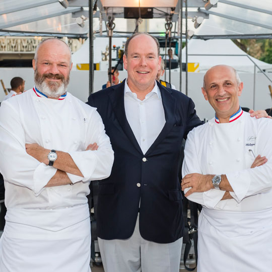 His Serene Highness Prince Albert II of Monaco with the chefs