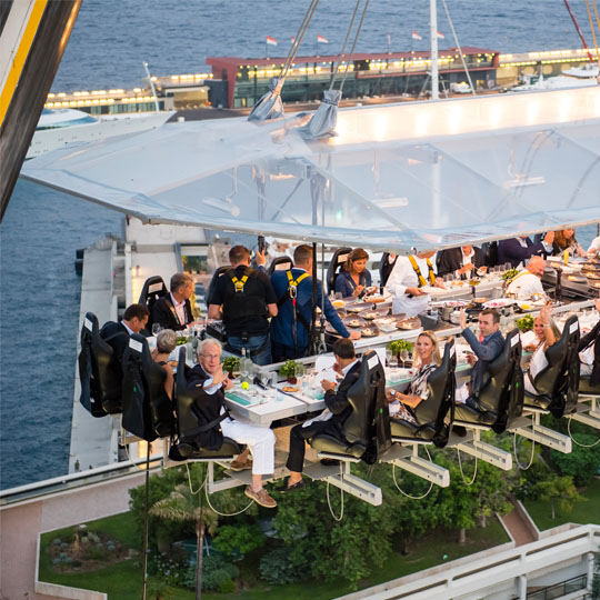 Participants at the Dinner in the sky event