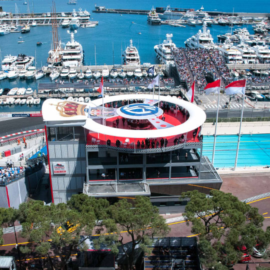 Historic Grand Prix and view on the sea and the Olympic swimming pool
