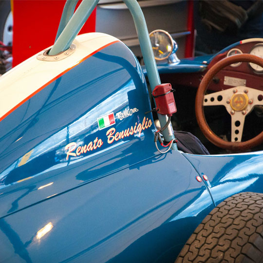 Car with Italian flag ready for the Historic GP